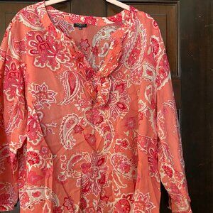 Talbots Coral Paisley tunic 2x
